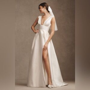 Wtoo by Watters Sami Plunge A-Line Satin Wedding Gown